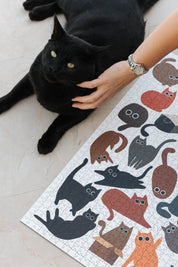Curious Cats is a MasterPiece wooden jigsaw puzzle featuring a delightful collection of curious cats in various poses and playful scenes. This charming puzzle is a must-have for cat lovers! Precision-cut from 3mm thick wood and expertly printed, our MasterPiece puzzles offer a tactile and satisfying puzzling experience like no other. like no other. This puzzle is perfect for 'crazy cat ladies', art lovers and anyone looking for a thoughtful gift.