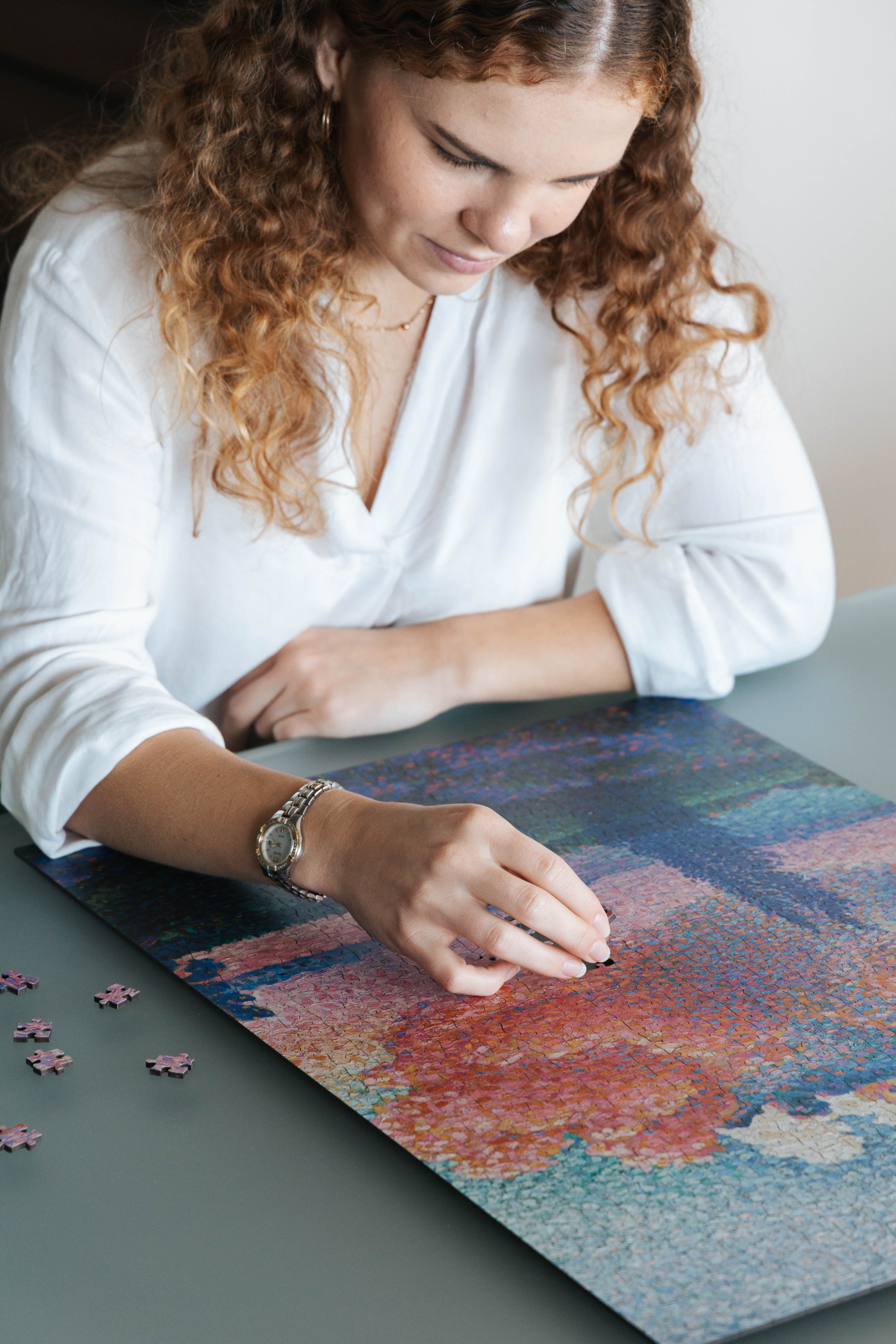 The Pink Cloud is a MasterPiece wooden jigsaw puzzle of a serene landscape featuring a soft, glowing sky. This artwork captures Henri-Edmond Cross’s expressive use of colour and atmosphere.

Precision-cut from 3mm thick wood and expertly printed, our MasterPiece puzzles offer a tactile and satisfying puzzling experience like no other. They are perfect for classic art lovers and anyone looking for a thoughtful gift. 