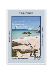 Boulders Beach is a MasterPiece wooden jigsaw puzzle from the African Odyssey poster series designed to showcases Africa’s most iconic natural wonders. Boulders Beach is a haven for African penguins.Precision-cut from 3mm thick wood and expertly printed, our MasterPiece puzzles offer a tactile and satisfying puzzling experience like no other. They are perfect for art lovers, nature enthusiasts and anyone looking for a thoughtful gift.