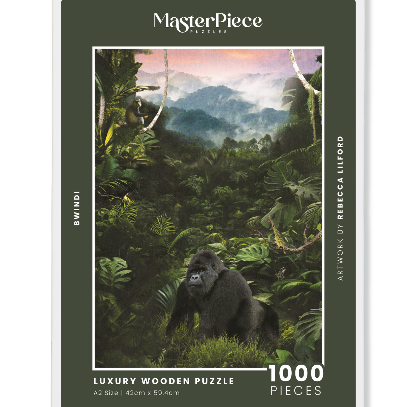 Bwindi is a MasterPiece wooden jigsaw puzzle from the African Odyssey poster series designed to showcase Africa’s most iconic natural wonders. Bwindi Impenetrable Forest is a UNESCO World Heritage Site known for its rich biodiversity and dense rainforest. Precision-cut from 3mm thick wood and expertly printed, our MasterPiece puzzles offer a tactile and satisfying puzzling experience like no other. They are perfect for art lovers, nature enthusiasts and anyone looking for a thoughtful gift.