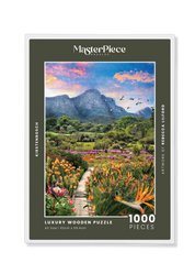 Kirstenbosch African Odyssey is a MasterPiece wooden jigsaw puzzle from the African Odyssey poster series designed to showcase Africa’s most iconic natural wonders. Nestled against the eastern slopes of Table Mountain in Cape Town, Kirstenbosch is widely regarded as one of the most beautiful botanical gardens in the world. Established in 1913, it was the first botanical garden dedicated to preserving a country’s indigenous flora and is home to thousands of plant species found nowhere else on Earth. Kirstenb