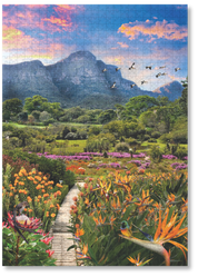 Kirstenbosch African Odyssey is a MasterPiece wooden jigsaw puzzle from the African Odyssey poster series designed to showcase Africa’s most iconic natural wonders. Nestled against the eastern slopes of Table Mountain in Cape Town, Kirstenbosch is widely regarded as one of the most beautiful botanical gardens in the world. Established in 1913, it was the first botanical garden dedicated to preserving a country’s indigenous flora and is home to thousands of plant species found nowhere else on Earth. Kirstenb