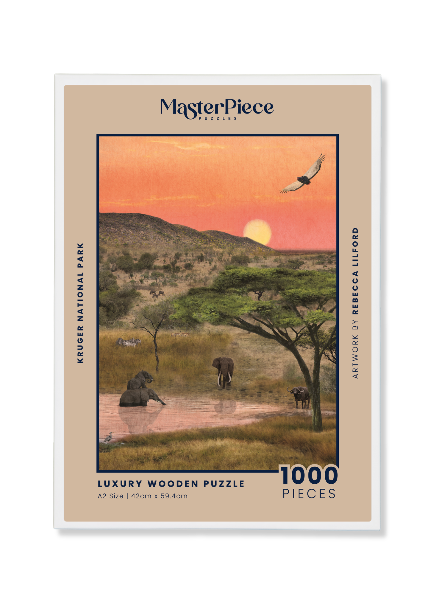 Kruger National Park is a MasterPiece wooden jigsaw puzzle from the African Odyssey poster series designed to showcase Africa’s most iconic natural wonders. 
Precision-cut from 3mm thick wood and expertly printed, our MasterPiece puzzles offer a tactile and satisfying puzzling experience like no other. They are perfect for art lovers, nature enthusiasts and anyone looking for a thoughtful gift.