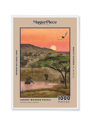 Kruger National Park is a MasterPiece wooden jigsaw puzzle from the African Odyssey poster series designed to showcase Africa’s most iconic natural wonders. 
Precision-cut from 3mm thick wood and expertly printed, our MasterPiece puzzles offer a tactile and satisfying puzzling experience like no other. They are perfect for art lovers, nature enthusiasts and anyone looking for a thoughtful gift.