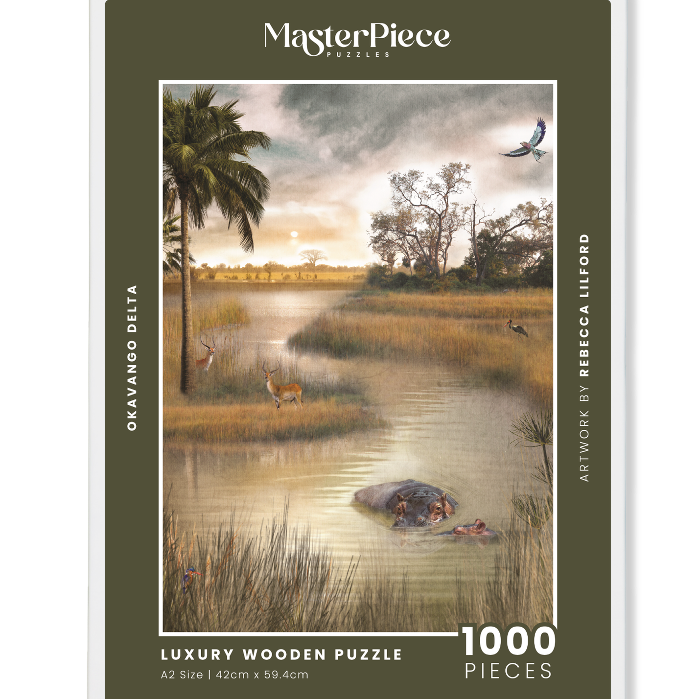 Okavango Delta is a MasterPiece wooden jigsaw puzzle. This design captures the vast wetland in Botswana, renowned for its rich biodiversity and stunning natural beauty. Precision-cut from 3mm thick wood and expertly printed, our MasterPiece puzzles offer a tactile and satisfying puzzling experience like no other. They are perfect for art lovers, nature enthusiasts and anyone looking for a thoughtful gift.