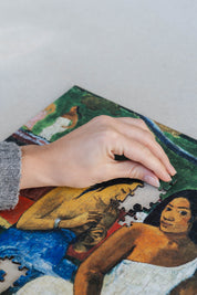 Arearea is a MasterPiece wooden jigsaw puzzle of one of Paul Gauguin's paintings. This is a vibrant Post-Impressionist painting depicting a lush Tahitian landscape. Precision-cut from 3mm thick wood and expertly printed, our MasterPiece puzzles offer a tactile and satisfying puzzling experience like no other. They are perfect for classic art lovers and anyone looking for a thoughtful gift. 