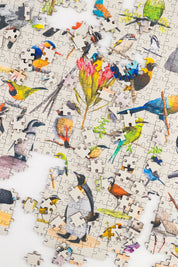 A premium wooden jigsaw puzzle that features 68 bird species, hand drawn by Matthew Bell. Perfect for wildlife lovers, bird enthusiasts and gift buyers.