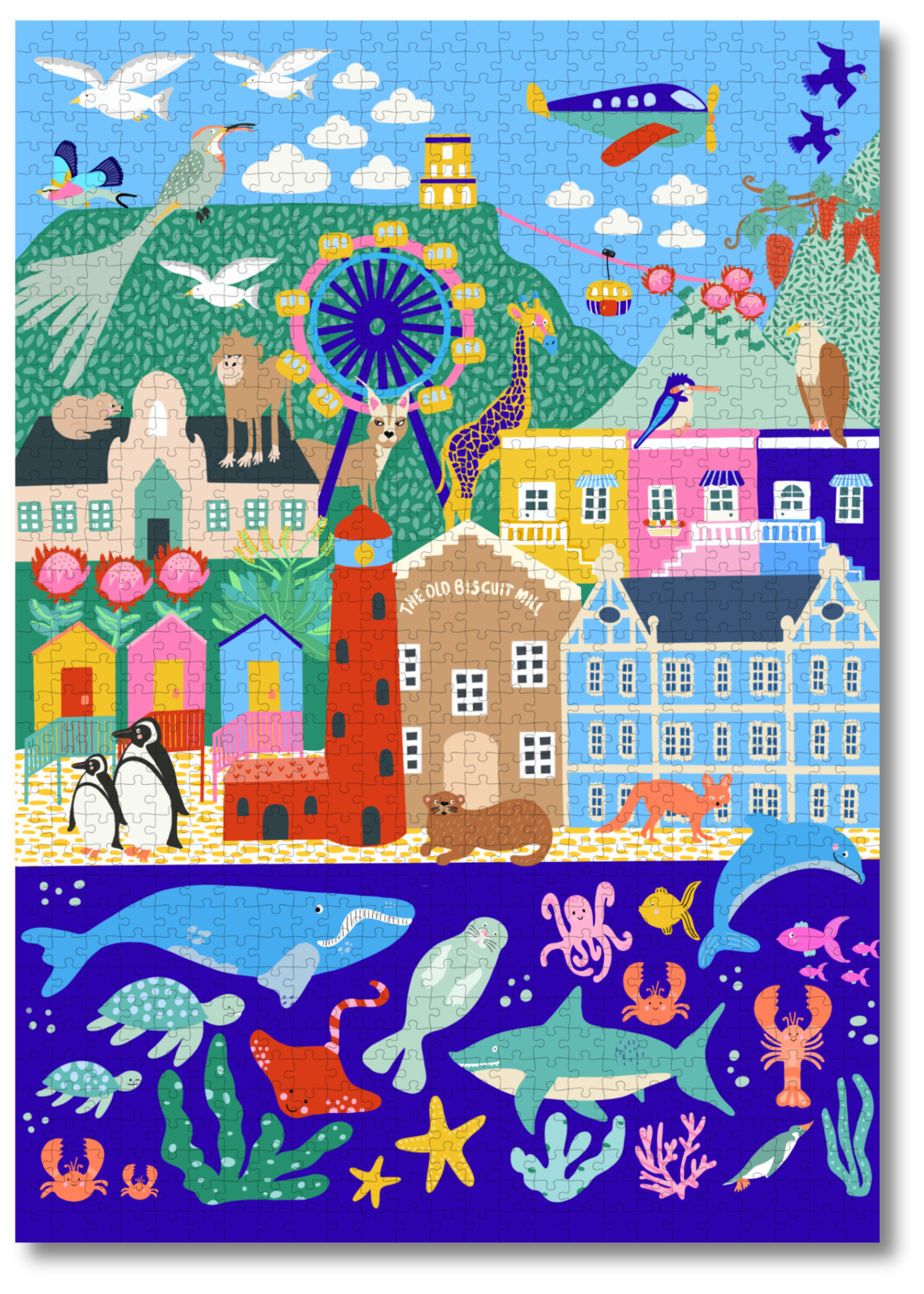Cape Town is wooden jigsaw that features some of the most iconic landmarks of South Africa's mother city, created in Kelly McChesney's typically fun style with her signature blue which makes an appearance in all of her designs! Precision-cut from 3mm thick wood and expertly printed, our MasterPiece puzzles offer a tactile and satisfying puzzling experience like no other. They are perfect for art lovers, proud South Africans, tourists and anyone looking for a thoughtful gift.