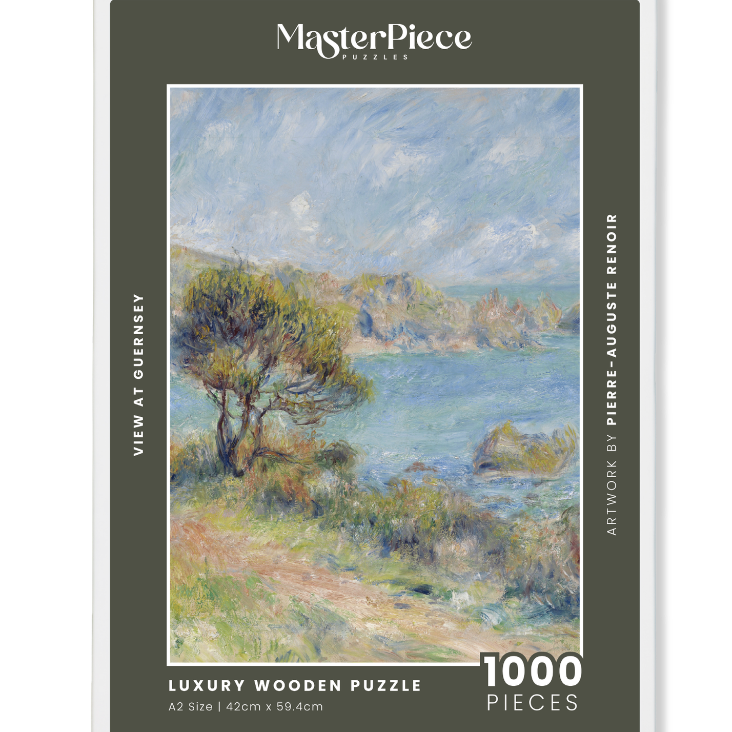 View At Guernsey is a&nbsp;MasterPiece wooden jigsaw puzzle&nbsp;of an Impressionist artwork, by Pierre-Auguste Renoir, that captures the Channel Island's picturesque coastal landscape, depicting rolling hills, lush greenery and the shimmering blue sea.&nbsp;&nbsp;

Precision-cut from 3mm wood and expertly printed, our MasterPiece puzzles offer a tactile and satisfying puzzling experience like no other. They are perfect for&nbsp;classic&nbsp;art lovers&nbsp;and anyone looking for a&nbsp;thoughtful gift.