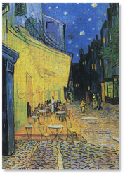 Café Terrace at Night is a MasterPiece wooden jigsaw puzzle of Vincent Van Gogh's painting featuring a warm glow of a café under a starry sky. Precision-cut from 3mm thick wood and expertly printed, our MasterPiece puzzles offer a tactile and satisfying puzzling experience like no other. They are perfect for classic art lovers and anyone looking for a thoughtful gift. 