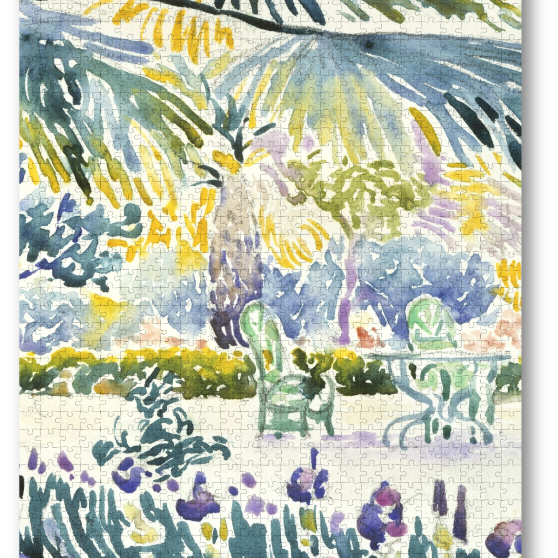Garden of the Painter at Saint Clair is a MasterPiece wooden jigsaw puzzle of one of Henri-Edmond Cross’s paintings. This artwork captures a sunlit garden overflowing with vibrant greenery and blooming flowers. 

Precision-cut from 3mm thick wood and expertly printed, our MasterPiece puzzles offer a tactile and satisfying puzzling experience like no other. They are perfect for classic art lovers and anyone looking for a thoughtful gift. 