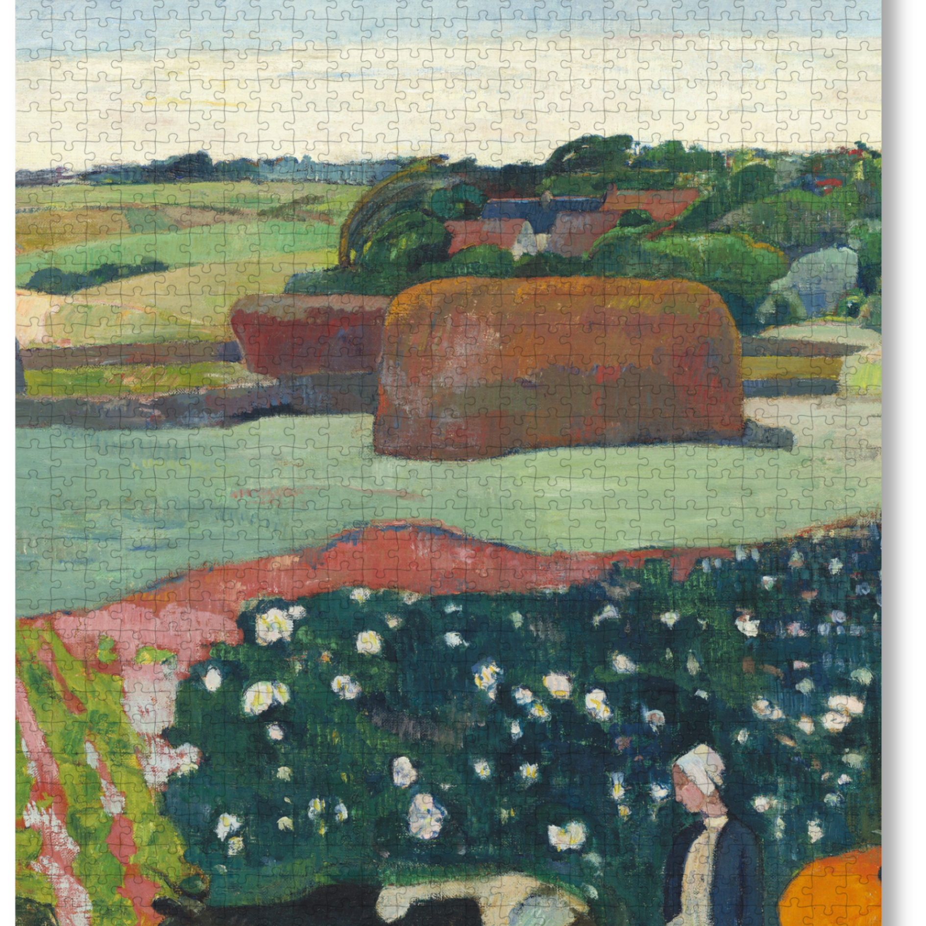 Haystacks in Brittany is a MasterPiece wooden jigsaw puzzle of a Post-Impressionist oil painting by Paul Gauguin, reflecting his third stay in Brittany.

Precision-cut from 3mm thick wood and expertly printed, our MasterPiece puzzles offer a tactile and satisfying puzzling experience like no other. They are perfect for classic art lovers and anyone looking for a thoughtful gift. 
