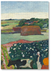 Haystacks in Brittany is a MasterPiece wooden jigsaw puzzle of a Post-Impressionist oil painting by Paul Gauguin, reflecting his third stay in Brittany.

Precision-cut from 3mm thick wood and expertly printed, our MasterPiece puzzles offer a tactile and satisfying puzzling experience like no other. They are perfect for classic art lovers and anyone looking for a thoughtful gift. 