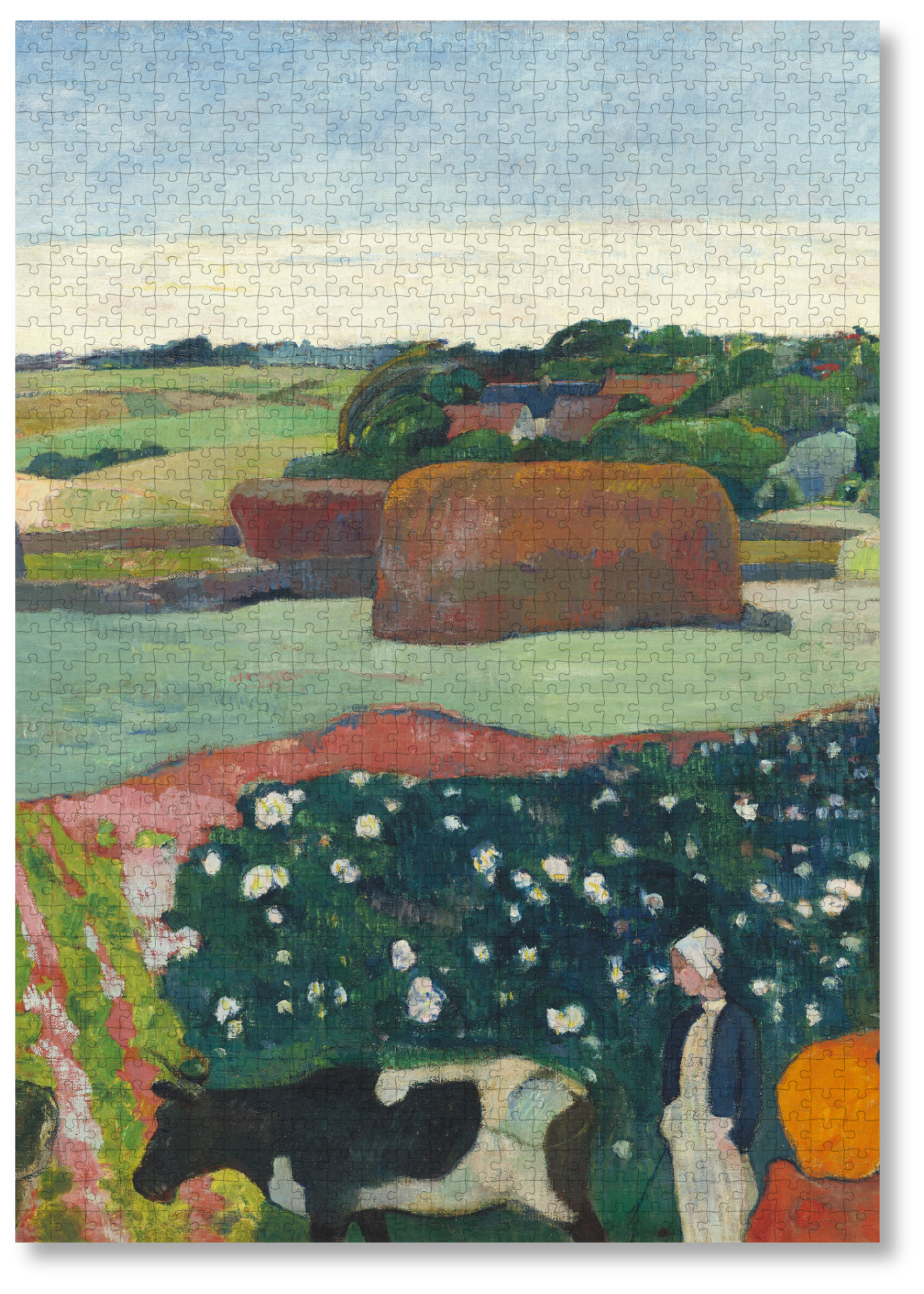 Haystacks in Brittany is a MasterPiece wooden jigsaw puzzle of a Post-Impressionist oil painting by Paul Gauguin, reflecting his third stay in Brittany.

Precision-cut from 3mm thick wood and expertly printed, our MasterPiece puzzles offer a tactile and satisfying puzzling experience like no other. They are perfect for classic art lovers and anyone looking for a thoughtful gift. 