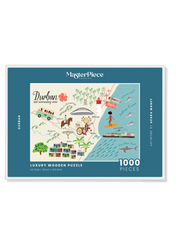 Durban is a MasterPiece wooden jigsaw puzzle that features South Africa’s vibrant coastal city. 
Precision-cut from 3mm thick wood and expertly printed, our MasterPiece puzzles offer a tactile and satisfying puzzling experience like no other. They are perfect for art lovers, proud South Africans, tourists and anyone looking for a thoughtful gift.