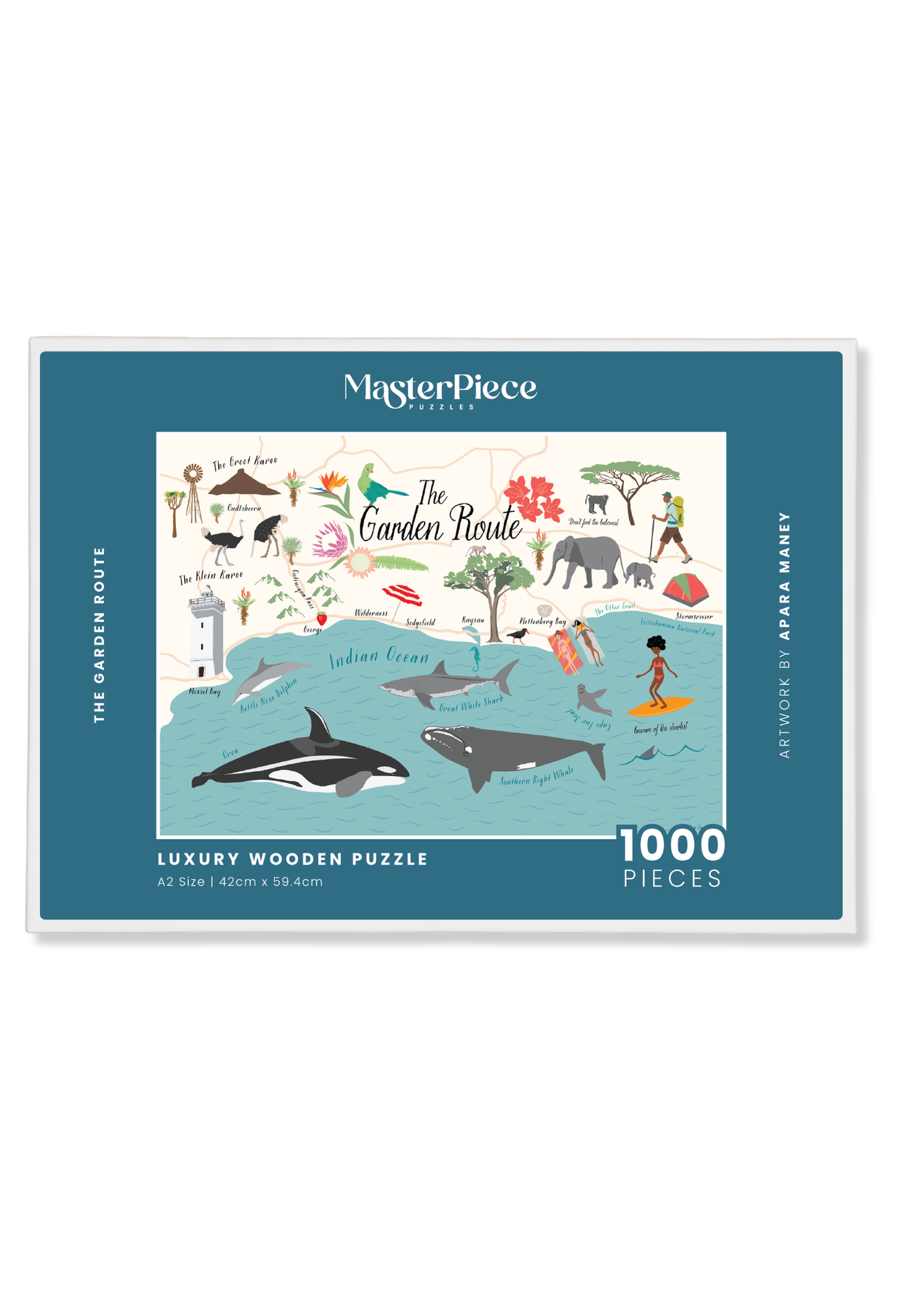 The Garden Route is a MasterPiece wooden jigsaw puzzle that features the stunning stretch of coast, forests and mountains along South Africa’s southeastern coast. Precision-cut from 3mm thick wood and expertly printed, our MasterPiece puzzles offer a tactile and satisfying puzzling experience like no other. They are perfect for art lovers, proud South Africans, tourists and anyone looking for a thoughtful gift. 