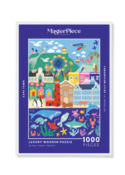 Cape Town is wooden jigsaw that features some of the most iconic landmarks of South Africa's mother city, created in Kelly McChesney's typically fun style with her signature blue which makes an appearance in all of her designs! Precision-cut from 3mm thick wood and expertly printed, our MasterPiece puzzles offer a tactile and satisfying puzzling experience like no other. They are perfect for art lovers, proud South Africans, tourists and anyone looking for a thoughtful gift.