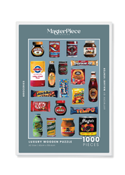 Groceries is a MasterPiece wooden jigsaw puzzle that features a lively acrylic artwork of a colourful array of beloved South African foods, from snacks to staples. Precision-cut from 3mm thick wood and expertly printed, our MasterPiece puzzles offer a tactile and satisfying puzzling experience like no other. They are perfect for proud South Africans, puzzle enthusiasts and anyone looking for a thoughtful gift. 