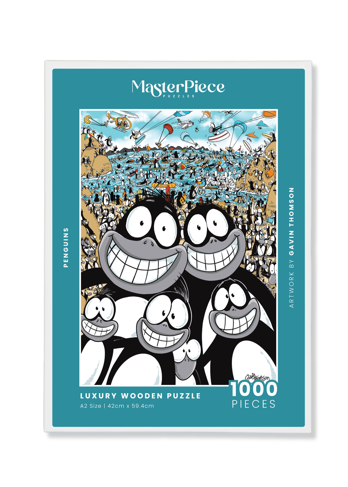 Penguins is a MasterPiece wooden jigsaw puzzle that features Boulders Beach, home to some of South Africa's most beloved residents, the African penguin. Precision-cut from 3mm thick wood and expertly printed, our MasterPiece puzzles offer a tactile and satisfying puzzling experience like no other. They are perfect for art lovers, proud South Africans, tourists and anyone looking for a thoughtful gift.