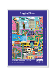 Johannesburg is a MasterPiece wooden jigsaw puzzle of a vibrant, playful portrait of Jozi, where iconic buildings, everyday moments and bursts of colour come together in Kelly McChesney’s unmistakable style.

Precision-cut from 3mm thick wood and expertly printed, our MasterPiece puzzles offer a tactile and satisfying puzzling experience like no other. They are perfect for art lovers, proud South Africans, tourists and anyone looking for a thoughtful gift.