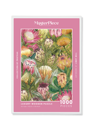 Collection Of Proteas is a MasterPiece wooden jigsaw puzzle that honours South Africa’s famous national flower - the Protea. This vibrant composition is packed with colour and character and is a celebration of local beauty.

Precision-cut from 3mm wood and expertly printed, our MasterPiece puzzles offer a tactile and satisfying puzzling experience like no other. They are perfect for art lovers, nature enthusiasts and anyone looking for a thoughtful gift.