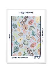 Sea Shells is a MasterPiece wooden jigsaw puzzle that features a delicate watercolour scene of seashells, coral and seaweed. This wooden puzzle transports you to the summer shoreline and can be beautifully framed as a work of art once complete. Precision-cut from 3mm wood and expertly printed, our MasterPiece puzzles offer a tactile and satisfying puzzling experience like no other. They are perfect for art lovers, beach enthusiasts and anyone looking for a thoughtful gift.