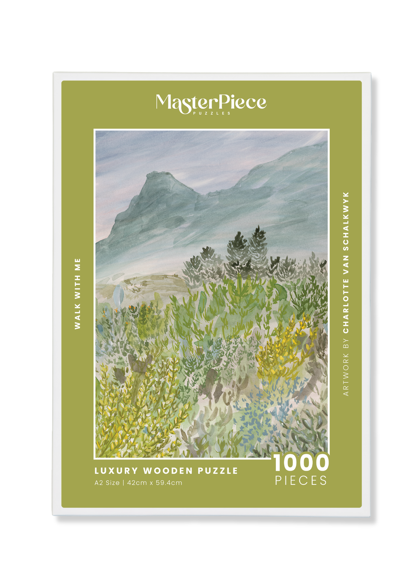 Walk With Me is a MasterPiece wooden jigsaw puzzle that captures the slowness of time spent in nature, showing the diversity and natural beauty of the area. This artwork is an ode to Tulbagh’s beautiful fynbos landscapes.  Precision-cut from 3mm thick wood and expertly printed, our MasterPiece puzzles offer a tactile and satisfying puzzling experience like no other. They are perfect for art lovers, nature enthusiasts and anyone looking for a thoughtful gift.