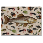 MasterPiece luxury wooden puzzle of a brown trout watercolour and pencil artwork by Caron Andrews. Great for gifting for men who love flyfishing!