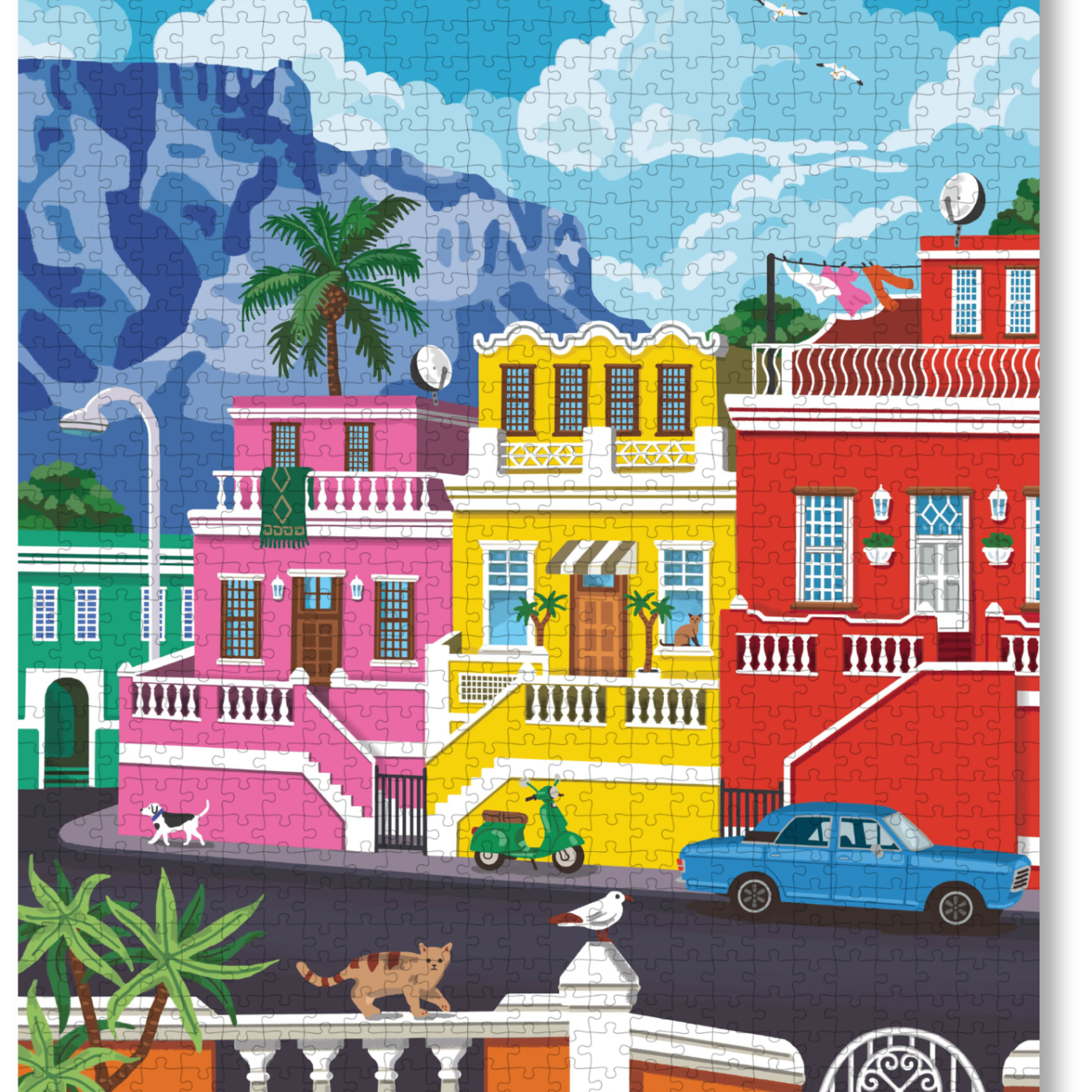 Bo-Kaap is a MasterPiece wooden jigsaw puzzle featuring&nbsp;a vibrant illustration of the iconic colourful homes beneath Table Mountain. Bold colours beautifully capture the charm and character of one of South Africa’s most beloved neighbourhoods.