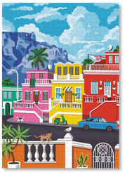 Bo-Kaap is a MasterPiece wooden jigsaw puzzle featuring&nbsp;a vibrant illustration of the iconic colourful homes beneath Table Mountain. Bold colours beautifully capture the charm and character of one of South Africa’s most beloved neighbourhoods.