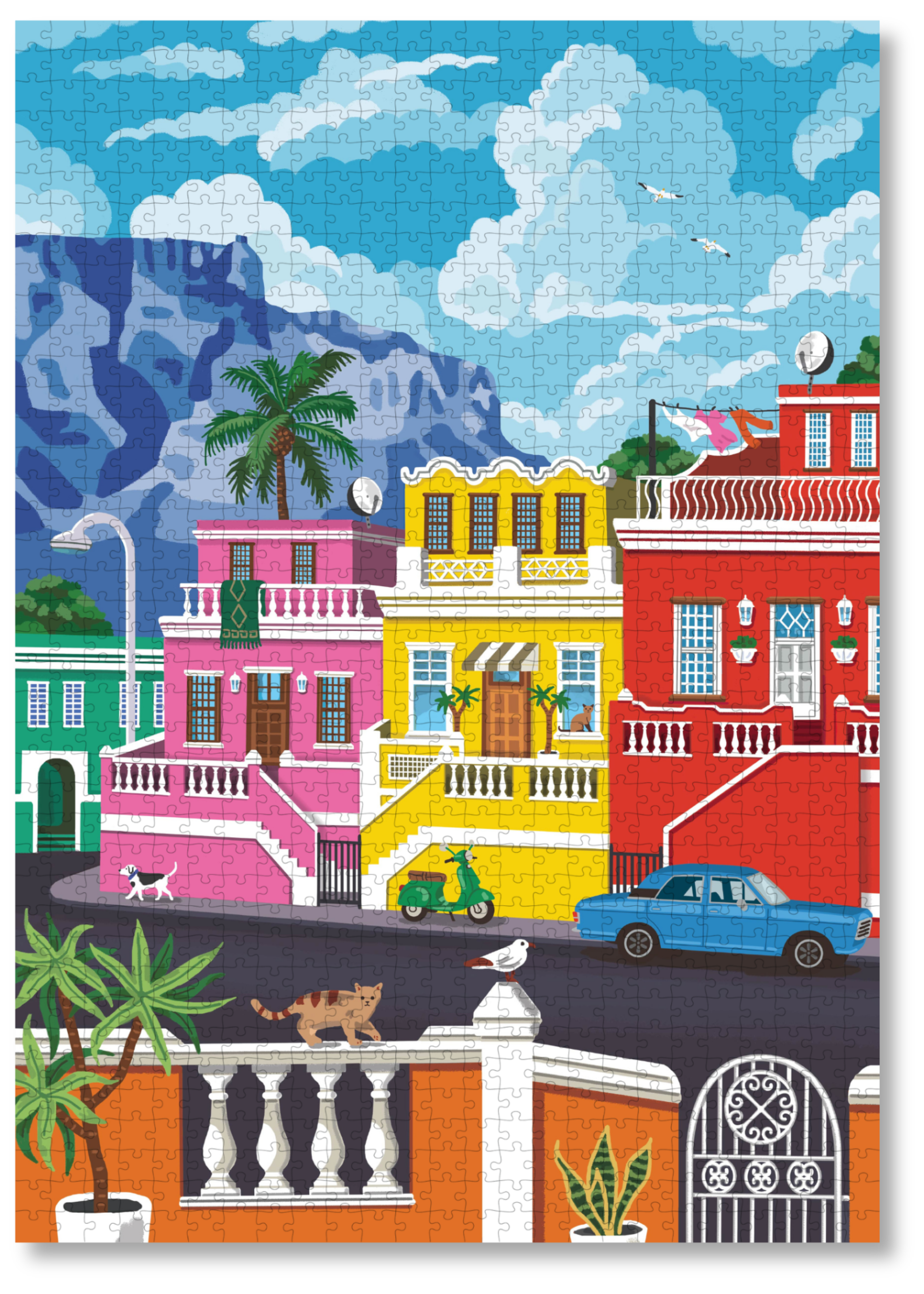 Bo-Kaap is a MasterPiece wooden jigsaw puzzle featuring&nbsp;a vibrant illustration of the iconic colourful homes beneath Table Mountain. Bold colours beautifully capture the charm and character of one of South Africa’s most beloved neighbourhoods.