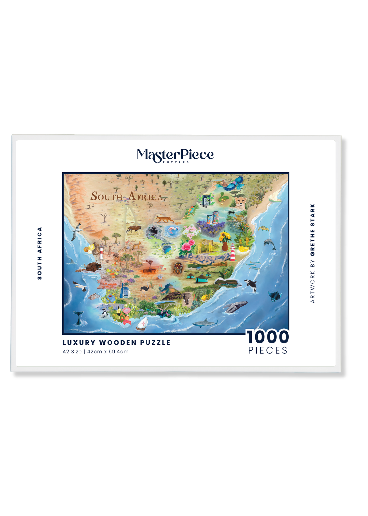 South Africa is a MasterPiece wooden jigsaw puzzle that brings together the landscapes, wildlife and iconic landmarks that make our country so special. From waves to wild bushveld to colourful flora and familiar scenes, each detail celebrates the richness of Mzansi. This is home.