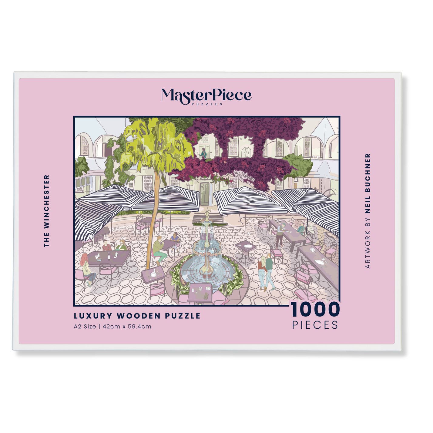 The Winchester is a MasterPiece wooden jigsaw puzzle featuring the The Winchester Hotel’s iconic courtyard. Precision-cut from 3mm thick wood and expertly printed, our MasterPiece puzzles offer a tactile and satisfying puzzling experience like no other. This puzzle is perfect for art lovers, Cape Town enthusiasts and anyone looking for a thoughtful gift.