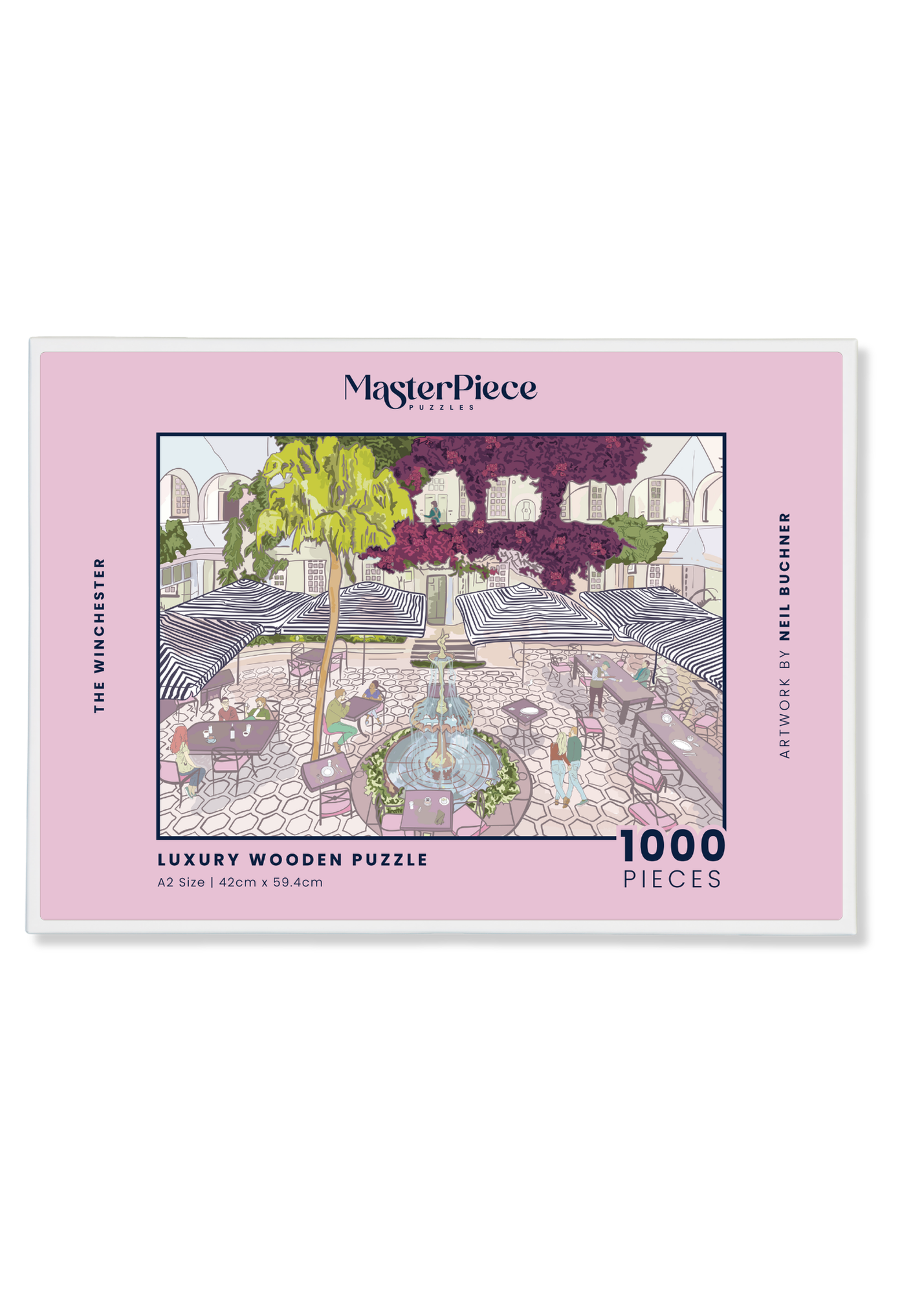 The Winchester is a MasterPiece wooden jigsaw puzzle featuring the The Winchester Hotel’s iconic courtyard. Precision-cut from 3mm thick wood and expertly printed, our MasterPiece puzzles offer a tactile and satisfying puzzling experience like no other. This puzzle is perfect for art lovers, Cape Town enthusiasts and anyone looking for a thoughtful gift.