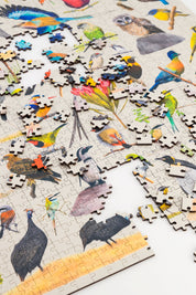 MasterPiece luxury wooden puzzle of  artwork Birds of South Africa by Matthew Bell Art. Made in Cape Town, South Africa.