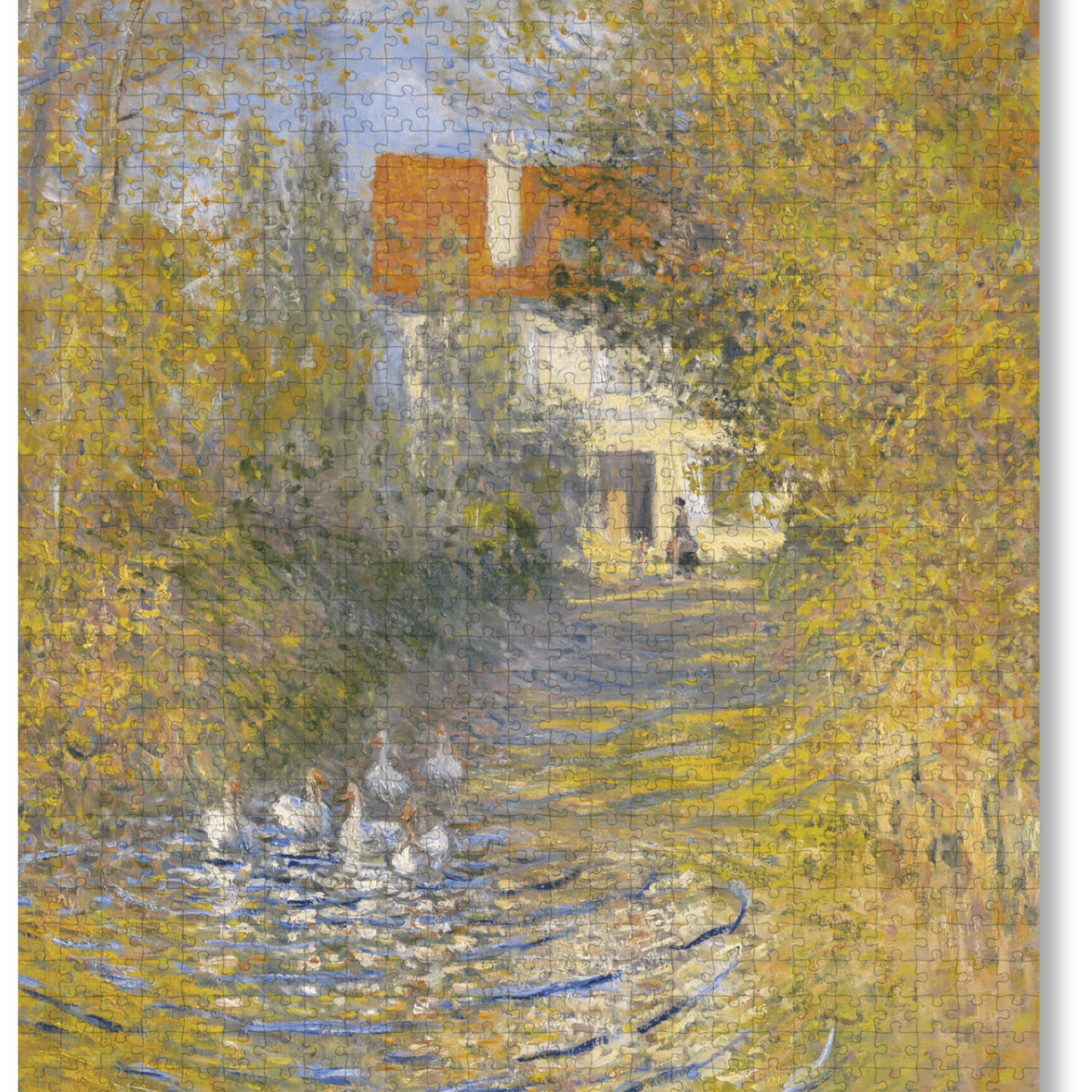 The Geese is a MasterPiece wooden jigsaw puzzle of a tranquil painting by Monet. Featuring, soft brushstrokes and serene scenery and a gaggle of geese.

Precision-cut from 3mm thick wood and expertly printed, our MasterPiece puzzles offer a tactile and satisfying puzzling experience like no other. They are perfect for classic art lovers and anyone looking for a thoughtful gift. 