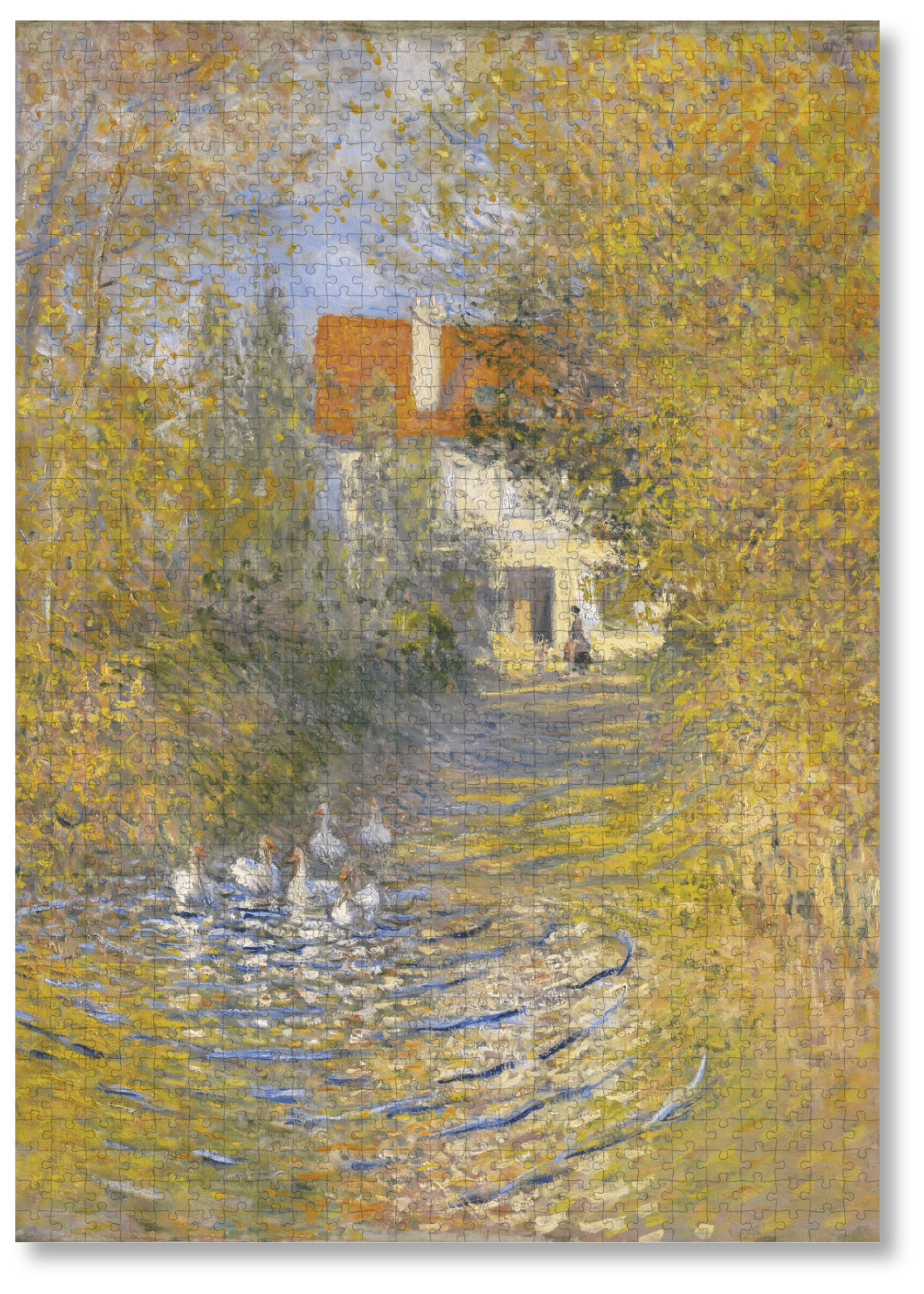 The Geese is a MasterPiece wooden jigsaw puzzle of a tranquil painting by Monet. Featuring, soft brushstrokes and serene scenery and a gaggle of geese.

Precision-cut from 3mm thick wood and expertly printed, our MasterPiece puzzles offer a tactile and satisfying puzzling experience like no other. They are perfect for classic art lovers and anyone looking for a thoughtful gift. 