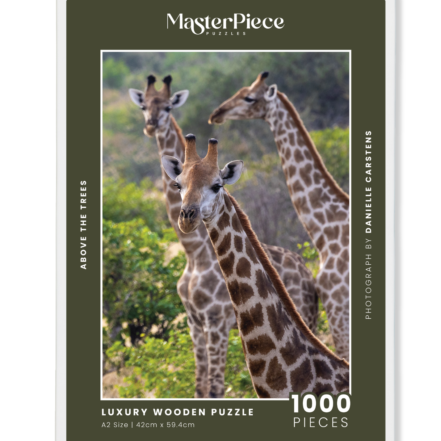 Above The Trees is a premium wooden jigsaw puzzle that features a beautiful photograph of Giraffes, taken by local photographer, Danielle Carstens. This puzzle is ideal for adults, wildlife lovers and gift buyers looking for something thoughtful and unique.
