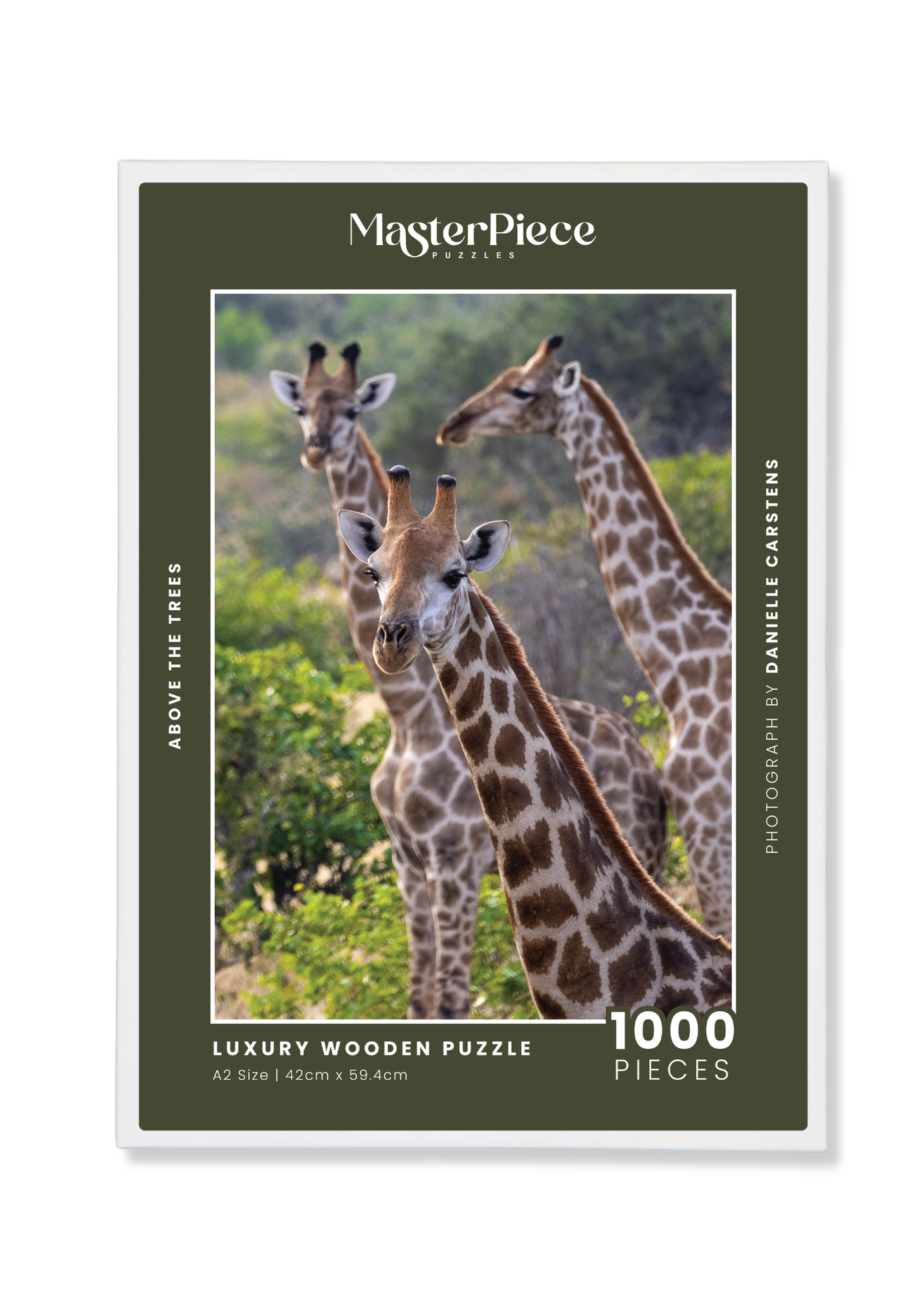 Above The Trees is a premium wooden jigsaw puzzle that features a beautiful photograph of Giraffes, taken by local photographer, Danielle Carstens. This puzzle is ideal for adults, wildlife lovers and gift buyers looking for something thoughtful and unique.