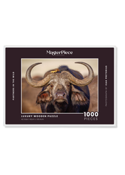 Partners in the Wild is a MasterPiece wooden jigsaw puzzle that features a beautiful portrait photograph of a buffalo and oxpecker. Precision-cut from 3mm thick wood and expertly printed, our MasterPiece puzzles offer a tactile and satisfying puzzling experience like no other. They are perfect for wildlife lovers, nature enthusiasts and anyone looking for a thoughtful gift. 