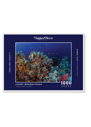 Coral Reef Confetti is a MasterPiece wooden jigsaw puzzle that features a beautiful underwater photograph of a coral reef swarmed by swimming fish.

Precision-cut from 3mm wood and expertly printed, our MasterPiece puzzles offer a tactile and satisfying puzzling experience like no other. They are perfect for ocean lovers, nature enthusiasts and anyone looking for a thoughtful gift. 