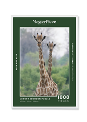 Neck and Neck is a MasterPiece wooden jigsaw puzzle that features a beautiful photograph of two giraffes.

Precision-cut from 3mm wood and expertly printed, our MasterPiece puzzles offer a tactile and satisfying puzzling experience like no other. They are perfect for wildlife lovers, nature enthusiasts and anyone looking for a thoughtful gift.