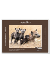 Spotted Hyena Mother And Cubs is a MasterPiece wooden jigsaw puzzle that features a beautiful photograph of a hyena and her three cubs.

Precision-cut from 3mm wood and expertly printed, our MasterPiece puzzles offer a tactile and satisfying puzzling experience like no other. They are perfect for wildlife lovers, nature enthusiasts and anyone looking for a thoughtful gift.