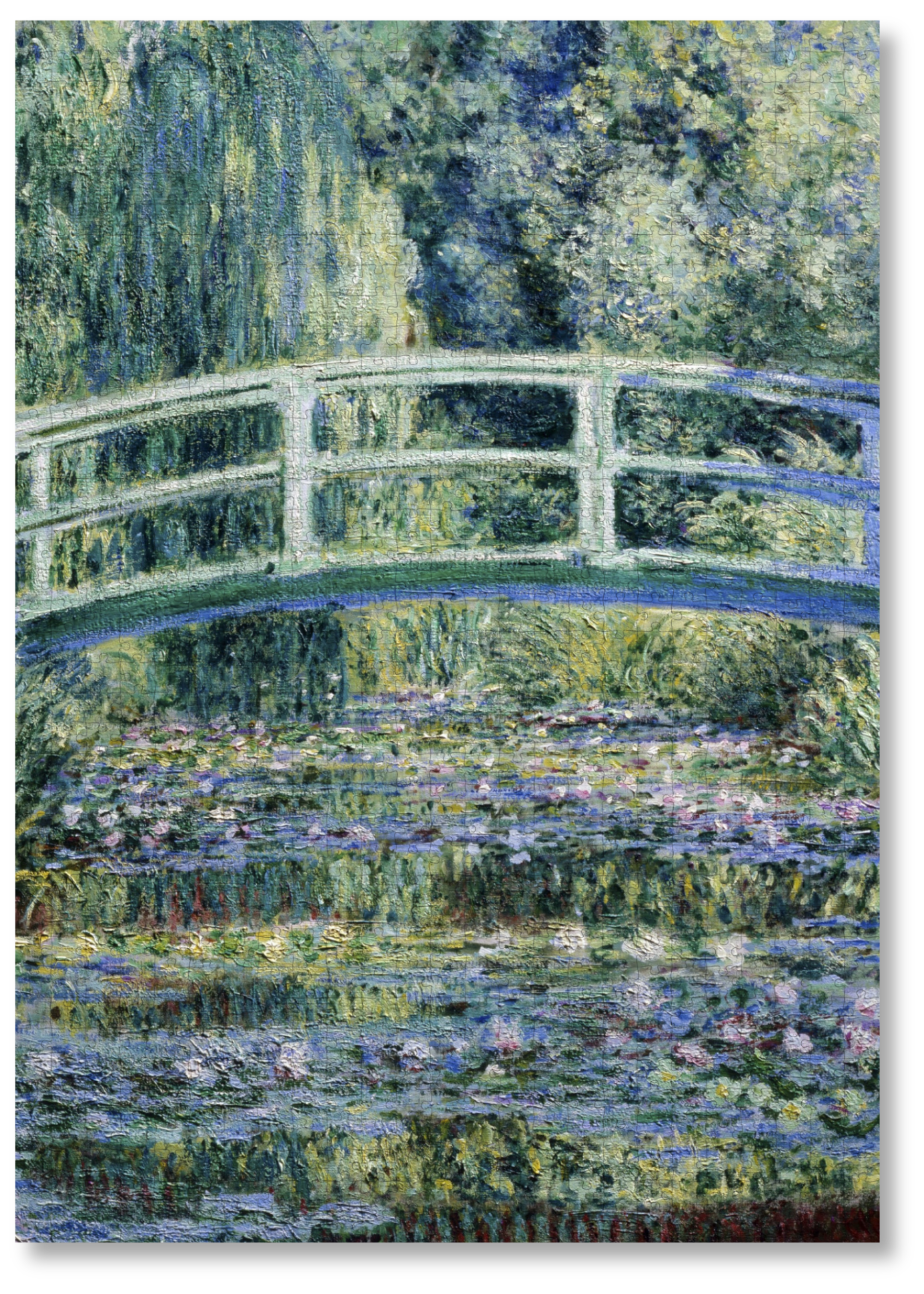 Water Lilies and Japanese Bridge is a MasterPiece wooden jigsaw puzzle of one of Claude Monet’s iconic paintings. This is an Impressionist masterpiece portraying his garden in Giverny. The painting features a serene pond covered in floating water lilies, with a softly arched Japanese bridge overhead. 

Precision-cut from 3mm wood and expertly printed, our MasterPiece puzzles offer a tactile and satisfying puzzling experience like no other. They are perfect for classic art lovers and anyone looking for a tho