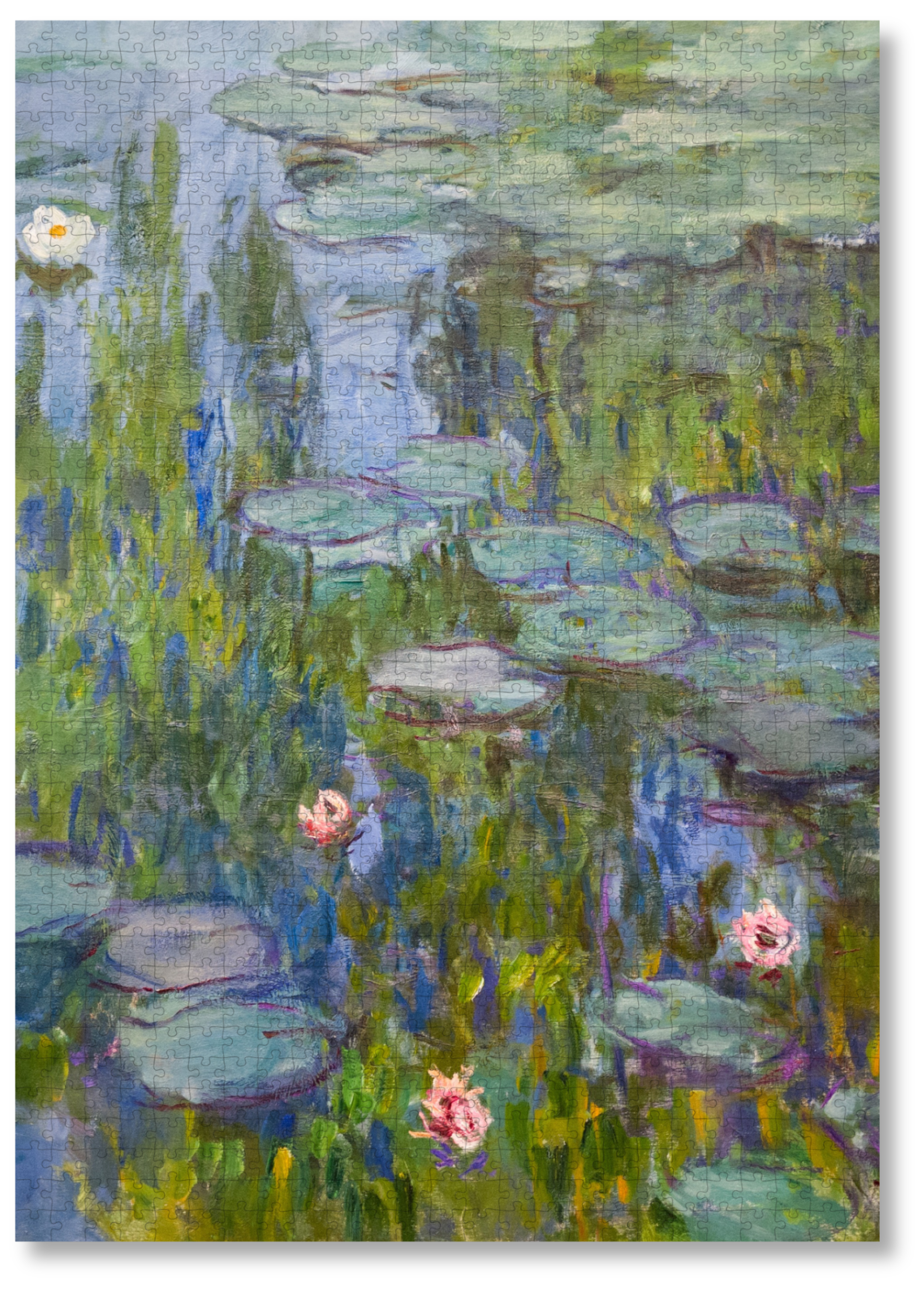 Water Lilies is a MasterPiece wooden jigsaw puzzle of one of Claude Monet’s iconic paintings. This Impressionist piece captures the tranquil beauty of his garden in Giverny. The artwork showcases a  pond filled with water lilies in soft, blended hues of blue, green and pink. 

Precision-cut from 3mm wood and expertly printed, our MasterPiece puzzles offer a tactile and satisfying puzzling experience like no other. They are perfect for classic art lovers and anyone looking for a thoughtful gift.