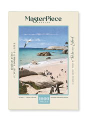 Boulders Beach is a MasterPiece wooden jigsaw puzzle from the African Odyssey poster series designed to showcases Africa’s most iconic natural wonders. Boulders Beach is a haven for African penguins.Precision-cut from 3mm thick wood and expertly printed, our MasterPiece puzzles offer a tactile and satisfying puzzling experience like no other. They are perfect for art lovers, nature enthusiasts and anyone looking for a thoughtful gift.