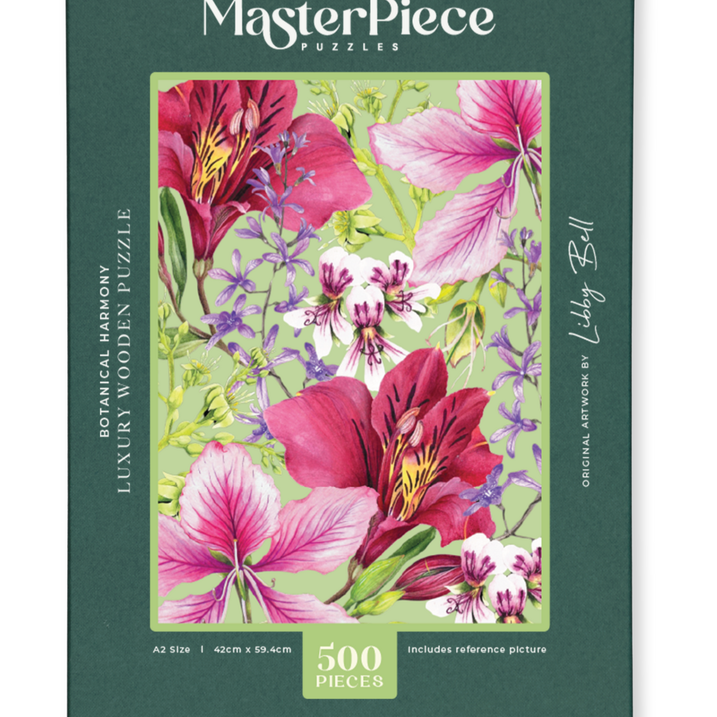 MasterPiece luxury wooden puzzle of Libby Bell watercolour artwork of fruits, bees and butterflies.