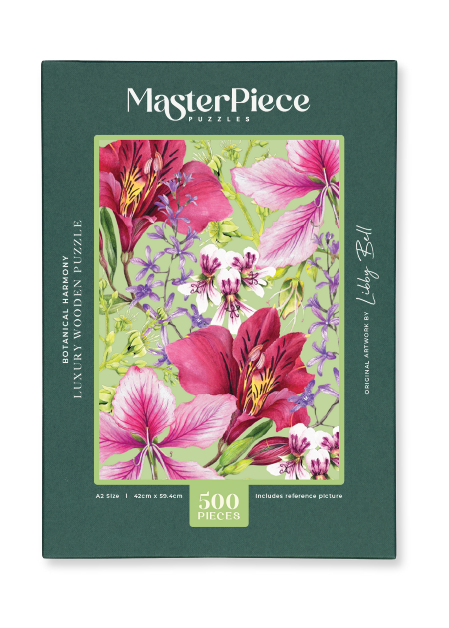 MasterPiece luxury wooden puzzle of Libby Bell watercolour artwork of fruits, bees and butterflies.