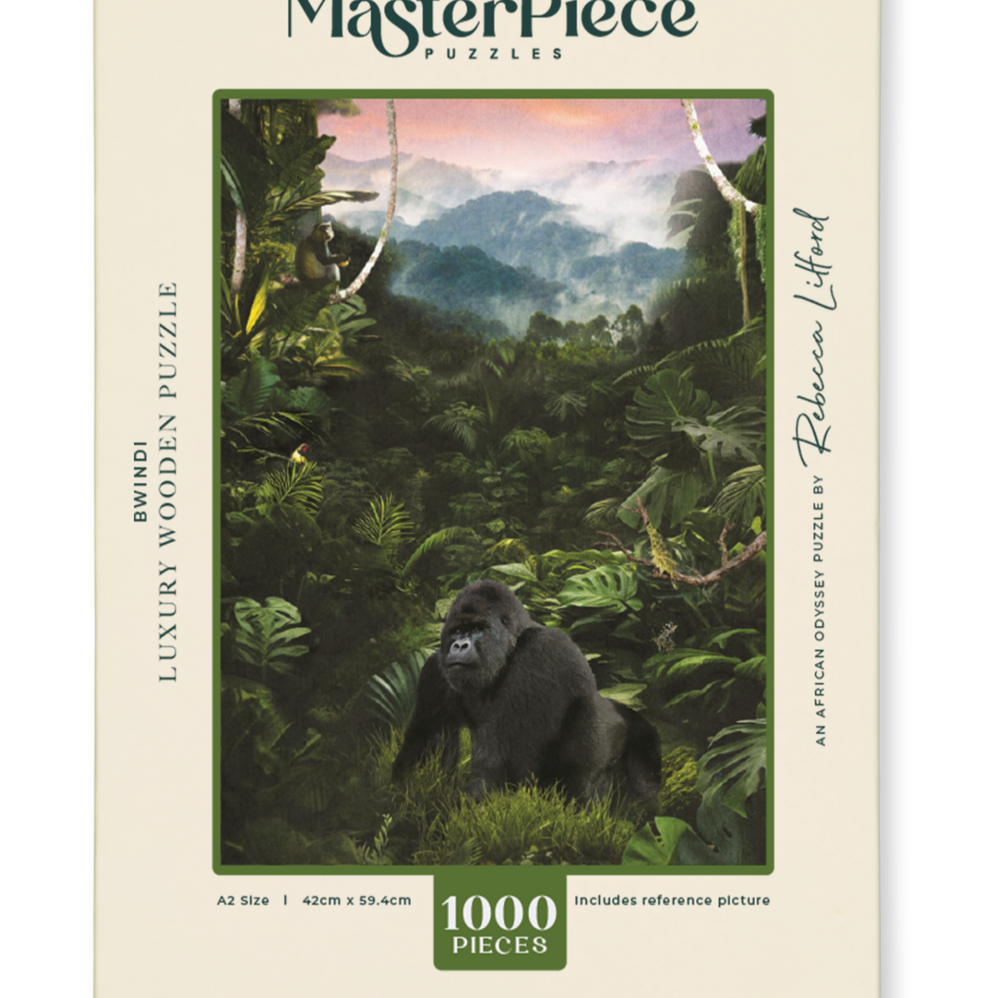 Bwindi is a MasterPiece wooden jigsaw puzzle from the African Odyssey poster series designed to showcase Africa’s most iconic natural wonders. Bwindi Impenetrable Forest is a UNESCO World Heritage Site known for its rich biodiversity and dense rainforest. Precision-cut from 3mm thick wood and expertly printed, our MasterPiece puzzles offer a tactile and satisfying puzzling experience like no other. They are perfect for art lovers, nature enthusiasts and anyone looking for a thoughtful gift.