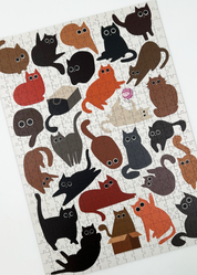 MasterPiece Puzzles luxury wooden puzzle of cats. A great gift idea for cat lovers and puzzlers. Also can be framed as artwork for wall decor once complete.
